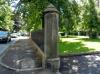 alternate spear head and fleur-de-lys head iron railings with dog-leg stanchions built circa 1840-60